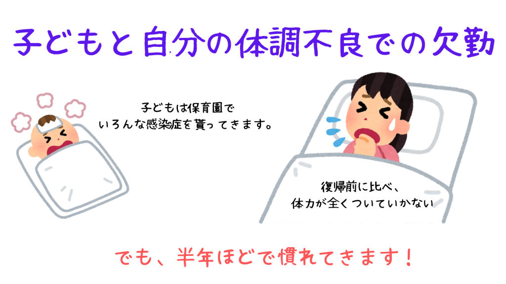 子どもと自分の体調不良での欠勤