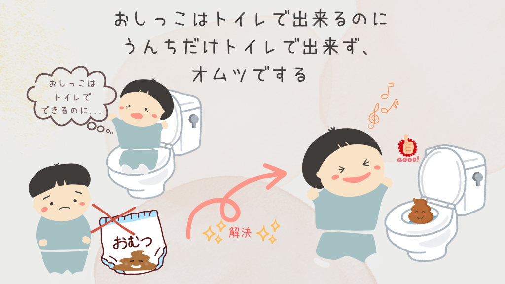 おしっこはトイレで出来るのにうんちだけトイレで出来ず、オムツでする